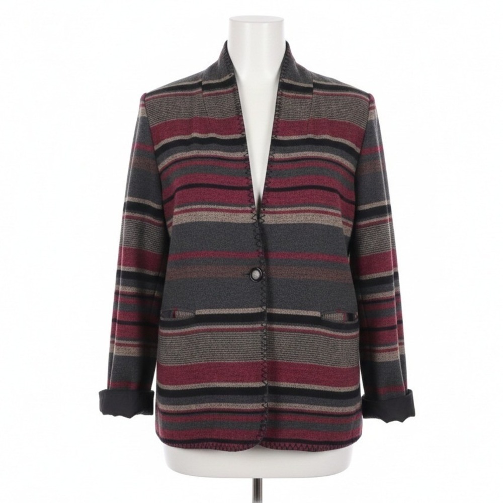 D M Striped Southwestern Blazer Jacket Womens Large Boho Western‎ Rustic Chic